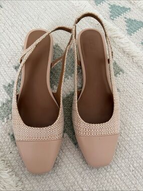 Womens Beige Slingback heels - Neutral Casual Comfort